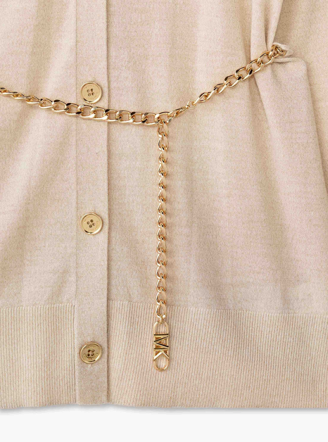 メタリックチェーン ベルト カーディガン