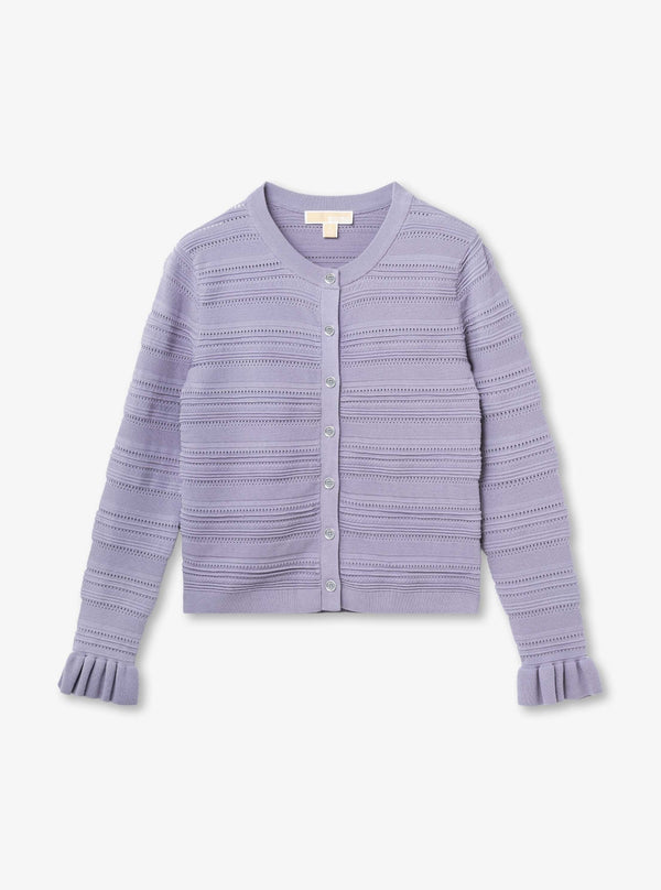 テクスチャー ラッフル カフ カーディガン