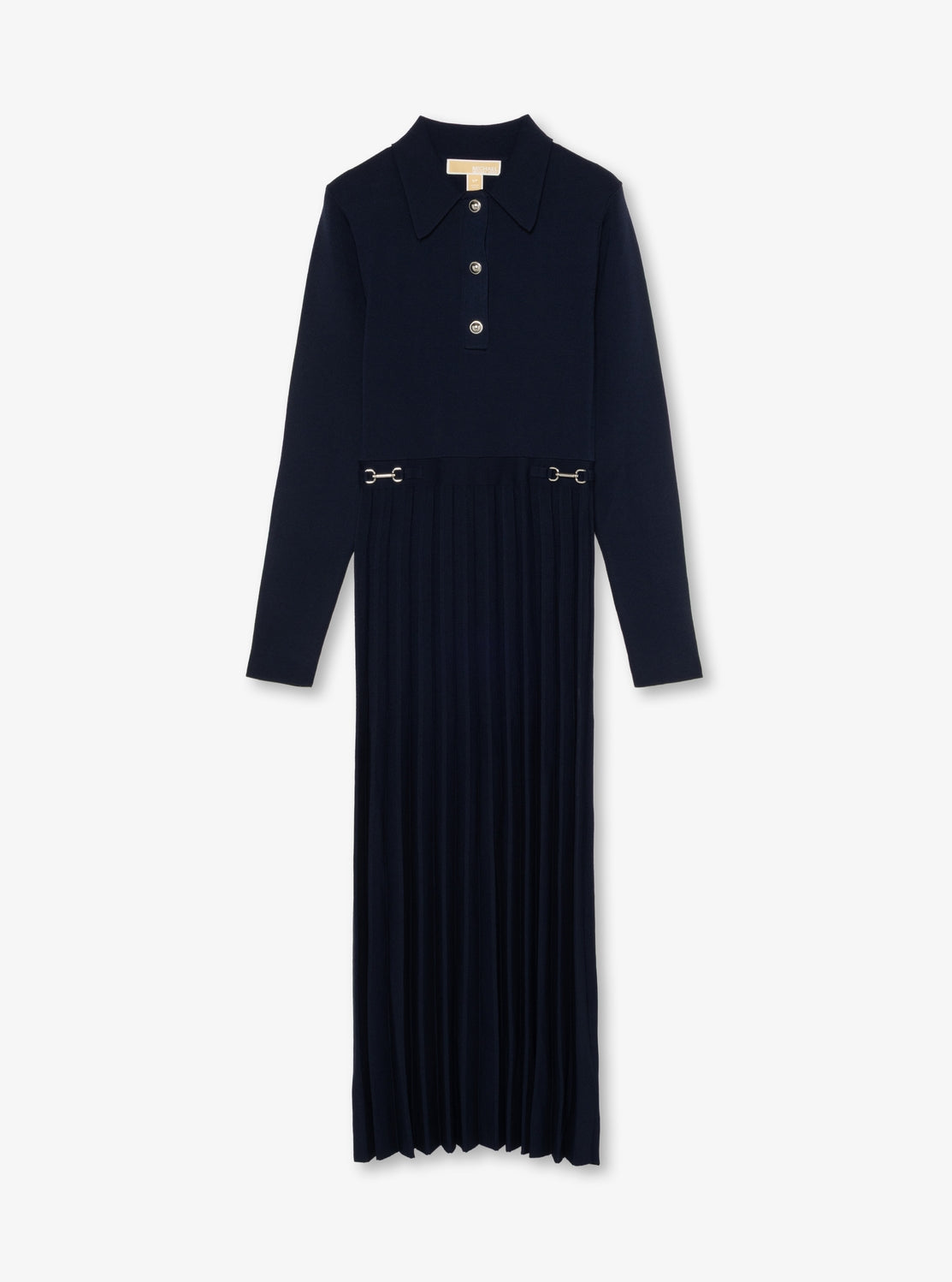 ロングスリーブ スナップ ミディ ポロドレス