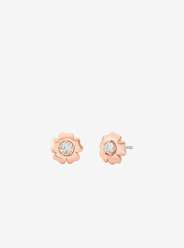 パヴェ フラワー チャーム ブレスレット & スタッドピアス