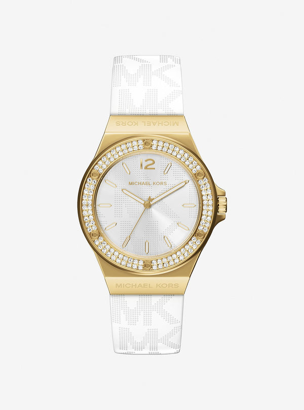 LENNOX 37MM PAVE SILICONE LOGO ウォッチ