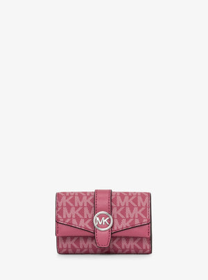 美品✨MICHAEL KORS　キーケース　６連 キーフック ピンク MKシグネ GREENWICH フラップ キーケース スモール - MKシグネチャー