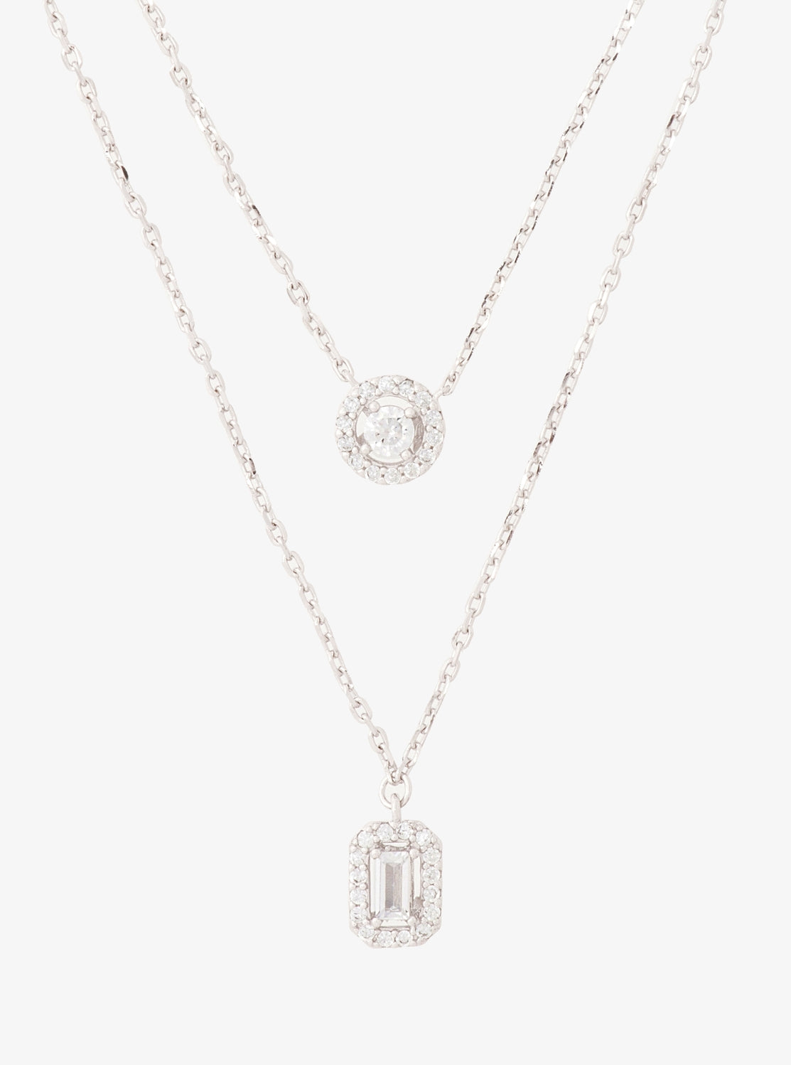 ミックス ストーン パヴェ ダブル レイヤー ペンダント