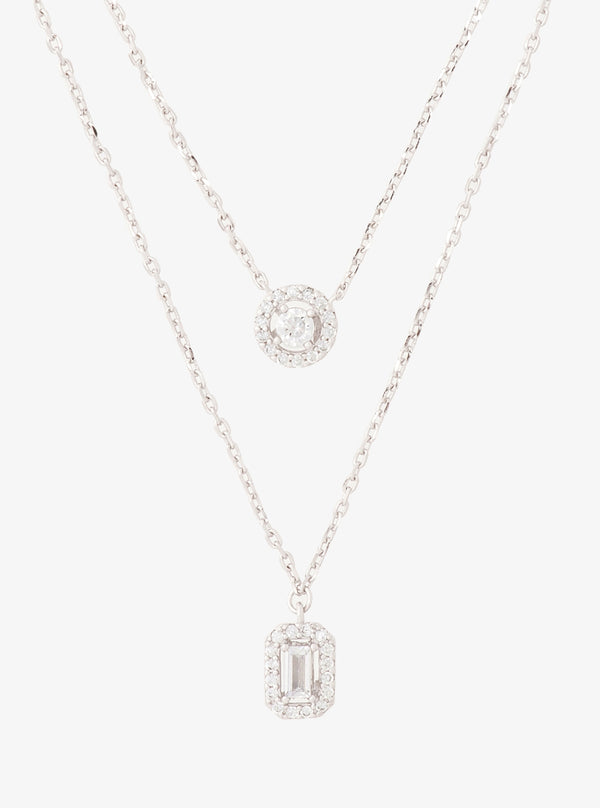 ミックス ストーン パヴェ ダブル レイヤー ペンダント