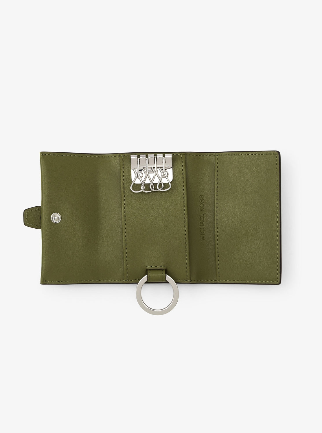 新品　MICHAEL KORS キーケース　グリーン レザー キーケース GREENWICH フラップ キーケース スモール - MKシグネチャー