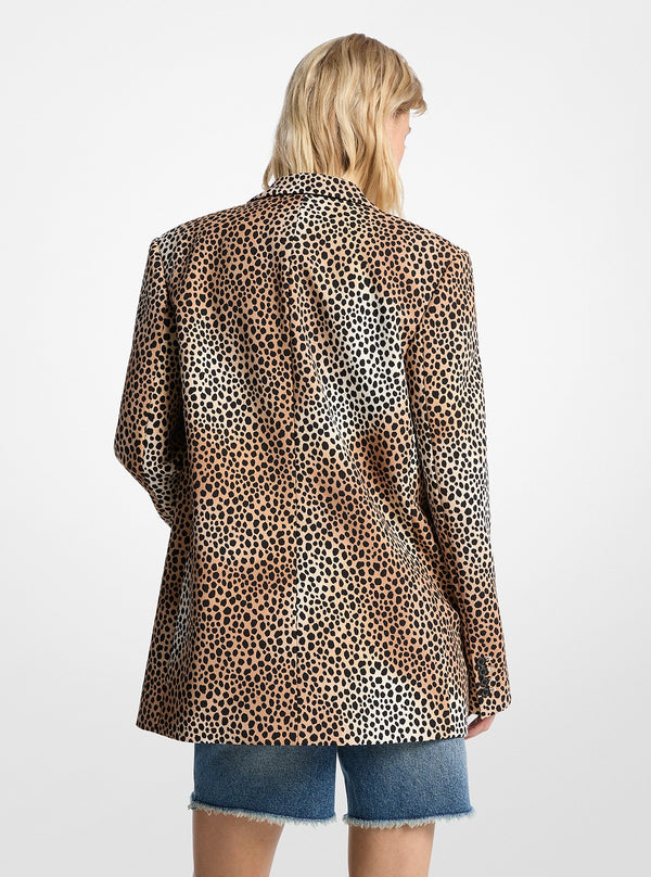 チータープリント クレープ ブレザー