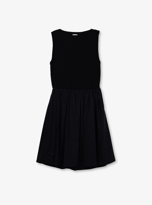 スモック ストレッチ マット ジャージー ミニ ドレス