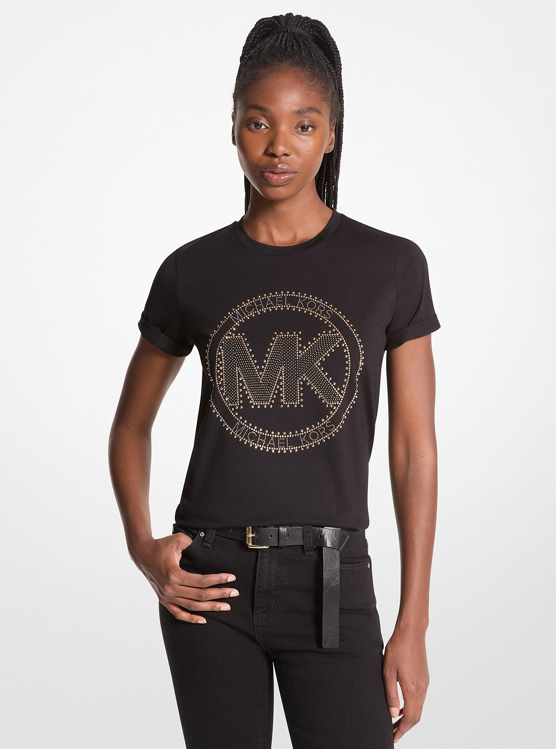 ラインストーン MK サークル ロゴ Tシャツ