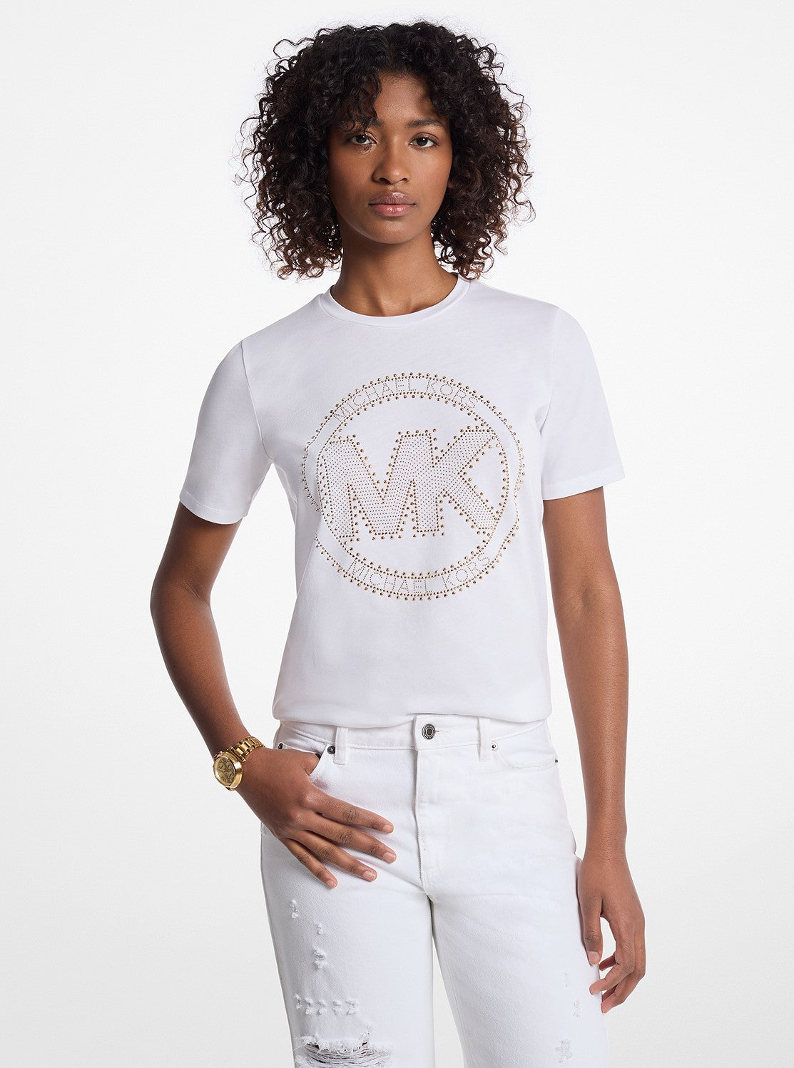 ラインストーン MK サークル ロゴ Tシャツ