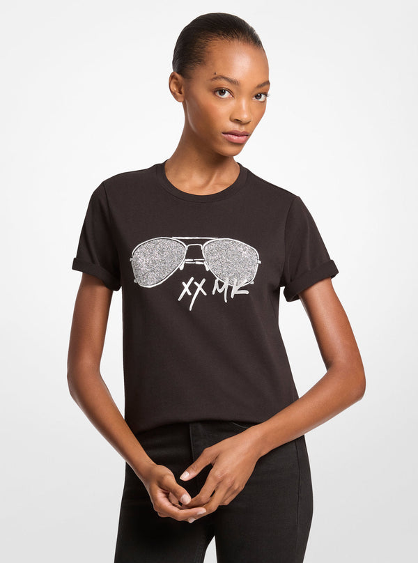 エンブリッシュ プリント コットンジャージー Tシャツ